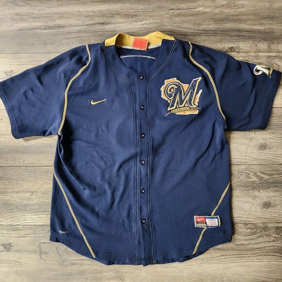 Nike Other - VTG Milwaukee Brewers L Ryan Braun Nike Jersey MLB Baseball Navy STITCHED